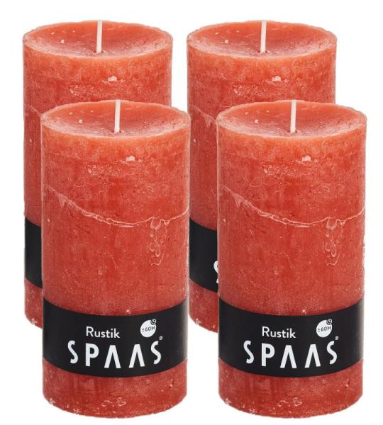 Spaas Stompkaars rustieke stomp kaars meerdere kleuren - in voordeelverpakking, mooi cadeau voor Kerstmis), rustieke look (6,8 cm Ø x 13 cm hoog, rood)