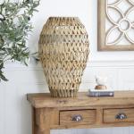 Plastic rotan handgemaakte decoratieve vaas geweven middenstuk vaas, vaas voor huisdecoratie 15 "x 15" x 22", bruin