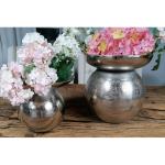 Vaas 2-delige set bloemenvaas pot pokalvaas decoratieve vaas aluminium zilver 19/21 cm