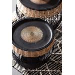 Design bijzettafel African Drums (2/set), ronde, moderne tafelset, grote bijzettafel, koffietafel, nachtkastje, zwart-bruin (H/B/D) 42 x Ø 40 cm & 48 x Ø 46 cm