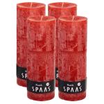 Spaas Stompkaars rustieke stomp kaars meerdere kleuren - in voordeelverpakking, mooi cadeau voor Kerstmis), rustieke look (6,8 cm Ø x 19 cm hoog, rood)