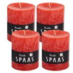 Spaas Stompkaars rustieke stomp kaars meerdere kleuren - in voordeelverpakking, mooi cadeau voor Kerstmis), rustieke look (6,8 cm Ø x 8 cm hoog, rood)