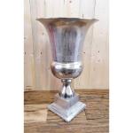 Vaas, bloemenvaas, pokalvaas, decoratieve vaas, aluminium, zilver, groot, voor kunstbloemen en pampasgras, 49 cm