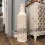 Bamboe Tall Geweven Vloervaas, 9" x 9" x 30", Wit