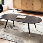 Salontafel, 120 x 60 x 41,5 cm, in marmerlook, zwart, modern, design woonkamertafel met metalen frame, grote bijzettafel, woonkamer