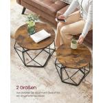 Salontafel rond, set van 2, woonkamertafel, bijzettafel, vintage flair, afneembaar tafelblad, voor woonkamer, vintage bruin-inktzwart LET040B01