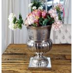 Vaas, bloemenvaas, pokalvaas, decoratieve vaas, aluminium, zilver, luxe, decoratie, modern, van metaal, woonkamer en keuken, L 35 cm