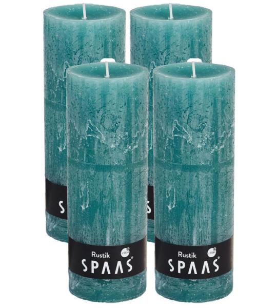 Spaas Stompkaars rustieke stomp kaars meerdere kleuren - in voordeelverpakking, mooi cadeau voor Kerstmis), rustieke look (6,8 cm Ø x 19 cm hoog, smaragd groen)