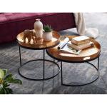 Tafel Set Gehamerd Metaal Goud Bijzettafel set van 2 | Tafel Woonkamer Rond | Moderne Woonkamertafel Tafel met uitneembaar Blad