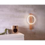 Boyal Led-wandlamp met 1 lichtpunt, vintage, rustiek, modern, voor binnen, wandlamp van staal, hout en kunststof, voor woonkamer of hal, in zwart