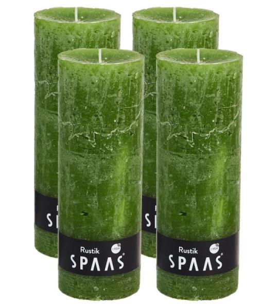 Spaas Stompkaars rustieke stomp kaars meerdere kleuren - in voordeelverpakking, mooi cadeau voor Kerstmis), rustieke look (6,8 cm Ø x 19 cm hoog, olijfgroen)