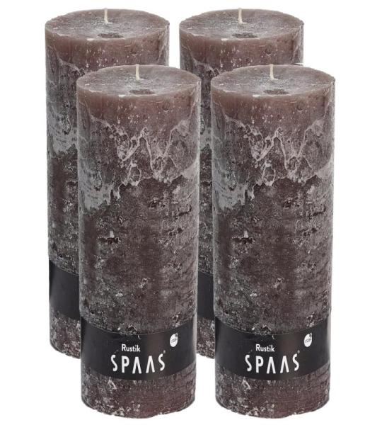 Spaas Stompkaars rustieke stomp kaars meerdere kleuren - in voordeelverpakking, mooi cadeau voor Kerstmis), rustieke look (6,8 cm Ø x 19 cm hoog, taupe)