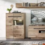 Bellano Moderne vitrinekast met ledverlichting en veel opbergruimte, hout, Viking eiken/grafiet, vitrine 90 cm