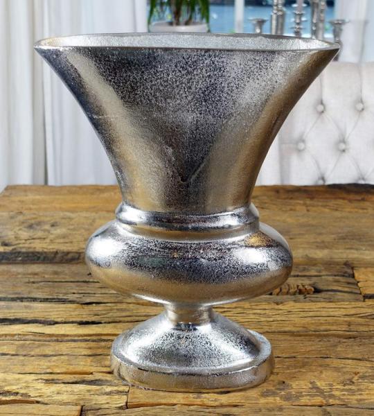 Vaas bloemenvaas, pokalvaas, decoratieve vaas, aluminium, zilver, luxe, decoratie, modern, woonkamer, vensterbank, L 37 cm